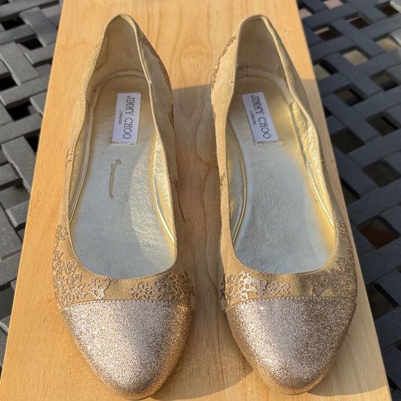 Jimmy Choo Shoes - Jimmy Choo Sparkling Gold Flats